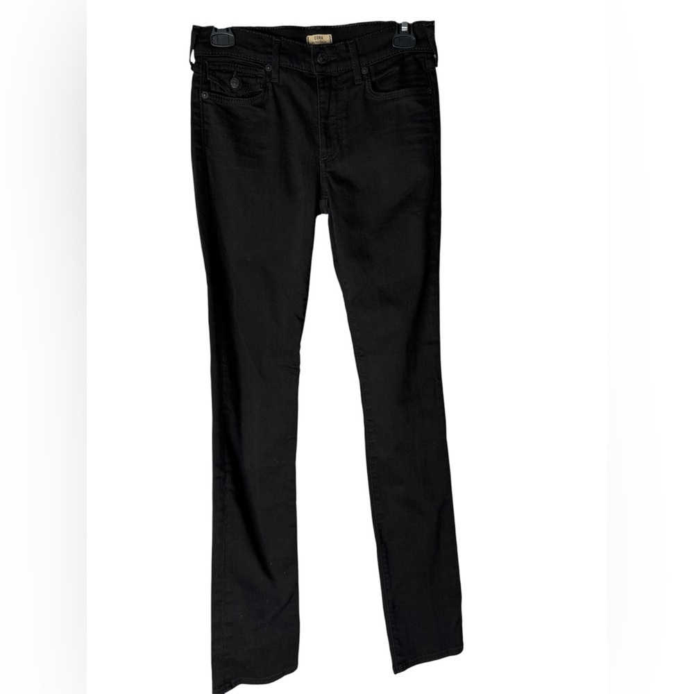 True Religion Black Straigh Mid Rise Jeans Cora